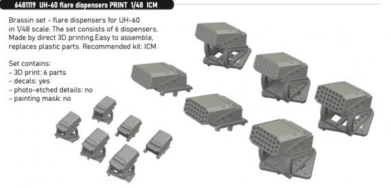 Brassin 1/48 UH-60 flare dispensers for ICM
