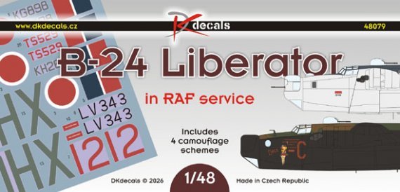 DK Decals B-24 Liberator RAF 1/48 - 4 camouflages