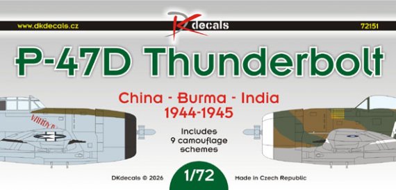 DK Decals P-47D Thunderbolt CBI 1944-45 1/72 9 mimetiche