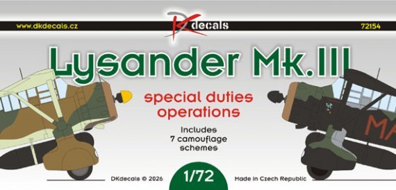 DK Decals Lysander Mk.III S.O.E. 9 Tarnmuster 1/72