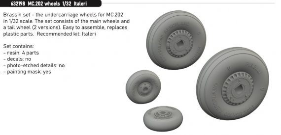 Brassin 1/32 MC.202 wheels for Italeri
