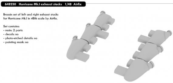 1/48 Hawker Hurricane Mk.I exhaust stacks (for Airfix)