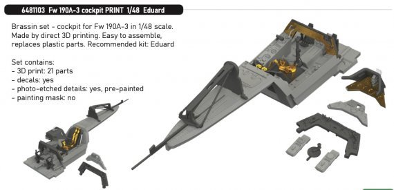 Brassin 1/48 Fw 190A-3 cockpit for Eduard