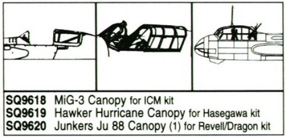 1/48 Hawker Hurricane Canopies. Includes: 2 standard canopy sect