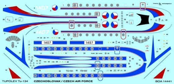 1/144 Decals Tu-134 Czechoslovak A.F. (AZ MODEL)