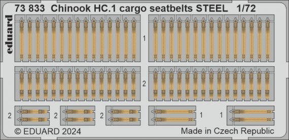 1/72 SET Chinook HC.1 cargo seatbelts STEEL for Airfix