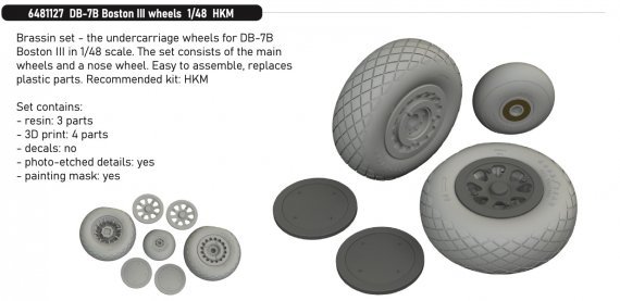 Brassin 1/48 DB-7B Boston III wheels for HKM