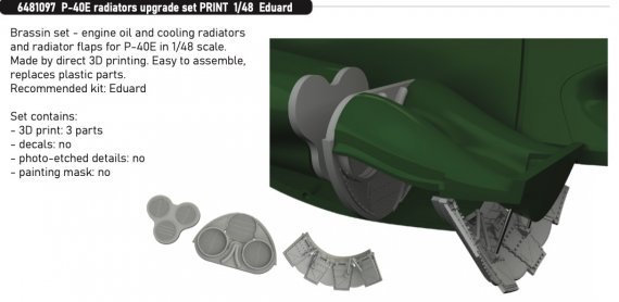 Brassin 1/48 P-40E radiators upgrade set for Eduard