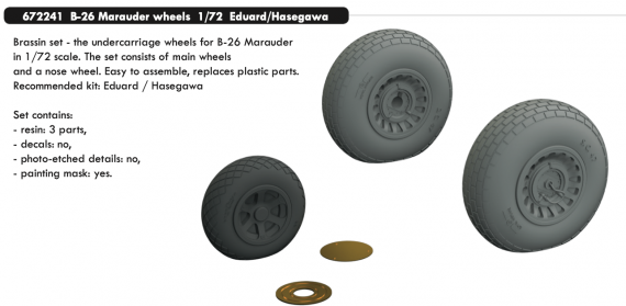 Brassin 1/72 B-26 Marauder wheels
