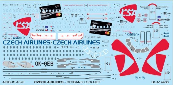 1/144 Decals A320 Czech Airlines CITIBANK Logojet