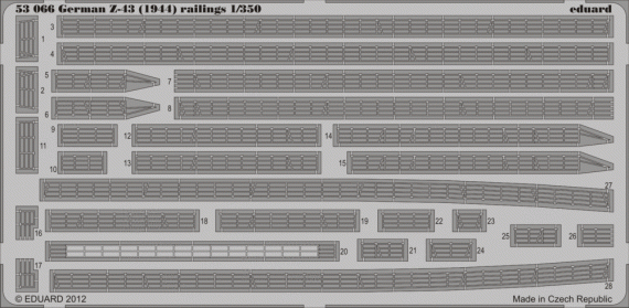 1/350 German Z-43 1944 railings (TRUMP)