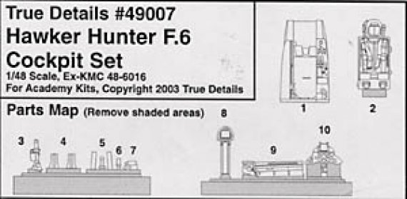 1/48 Hawker Hunter F.6 Cockpit Set