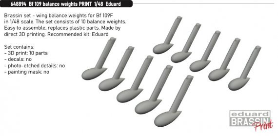 Brassin 1/48 Bf 109 balance weights