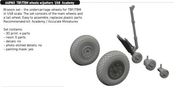 Brassin 1/48 TBF/TBM wheels with pattern for Academy
