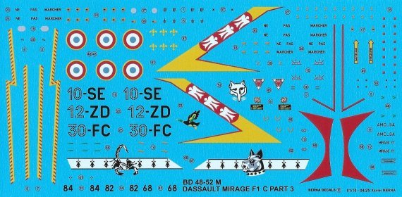 1/48 Dassault_Mirage F.1C Part 3 10-SE, 12-ZD, 30-FC