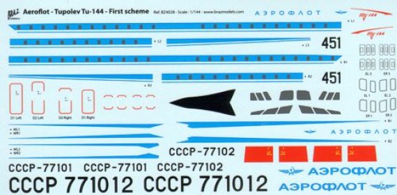 Bra.Z Models 1/144 Set Am�lioration Tu-144 Aeroflot