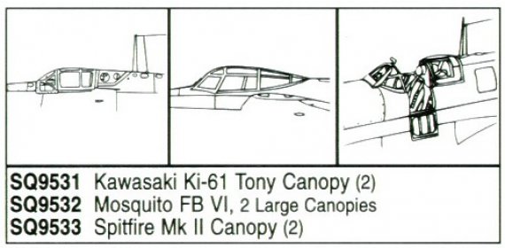 1/48 Mosquito FB VI Vacuform Canopy. 2 large canopies. For Airfi