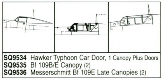 1/48 Bf 109B/E Vacuform Canopy. 2 pieces. For Hobbycraft kits