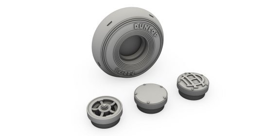 1/48 DH.82 T.Moth Mainwheels & Tailskid with wheel