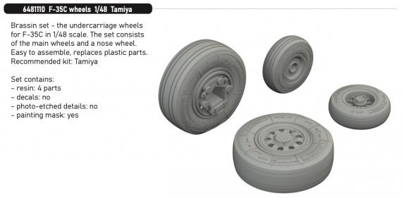Brassin 1/48 F-35C wheels for Tamiya
