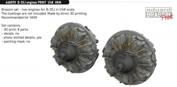 Brassin 1/48 B-25J engines PRINT