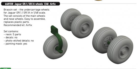 Brassin 1/48 Jaguar GR.1 / GR.1A wheels for Airfix