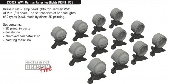 Brassin 1/35 WWII German lamp headlights PRINT