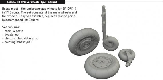 Brassin 1/48 Bf 109K-4 wheels for Eduard