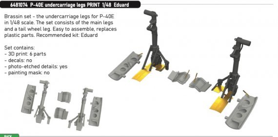Brassin 1/48 P-40E undercarriage legs for Eduard