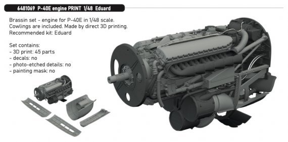 Brassin 1/48 P-40E engine for Eduard