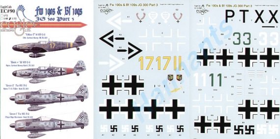 Eagle Cal 1/32 Bf-109G et Fw-190A-6 JG 300 D�cals