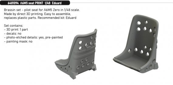 Brassin 1/48 A6M5 seat for Eduard