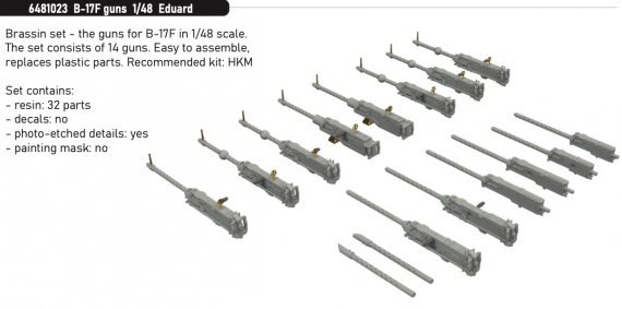 Brassin 1/48 B-17F guns for Eduard