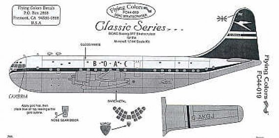 Decals Boeing 377 Stratocruiser BOAC 1/144
