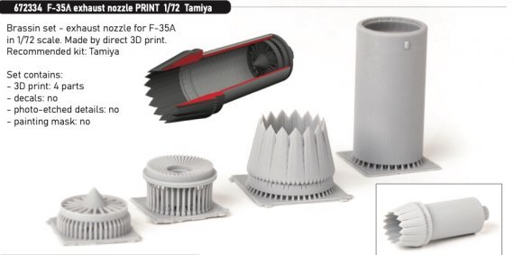 Brassin 1/72 F-35A exhaust nozzle PRINT for Tamiya