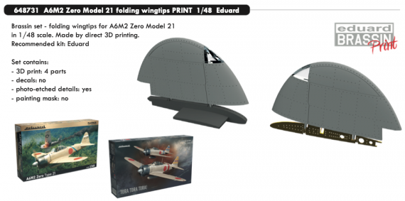 Brassin 1/48 A6M2 Zero Model 21 folding wingtips