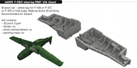 Brassin 1/48 P-51B/C wheel bay PRINT for Eduard
