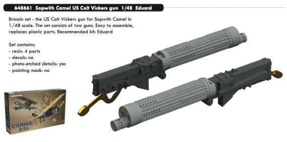 Brassin 1/48 Sopwith Camel US Colt Vickers gun