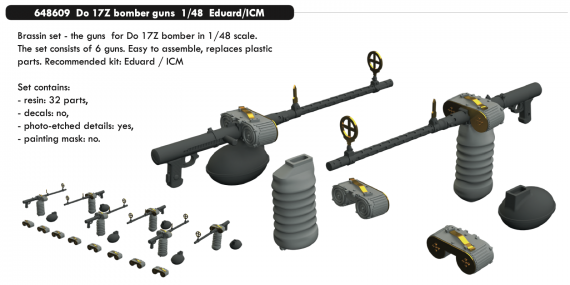 Brassin 1/48 Do 17Z bomber guns