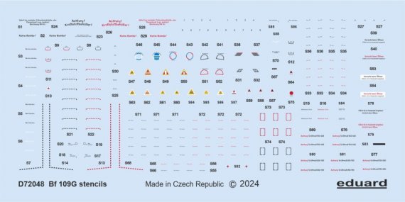 1/72 Decal Bf 109G stencils for Eduard