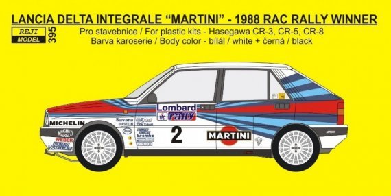 1/24 Transkit Delta HF Integrale 1988 RAC Winner decal