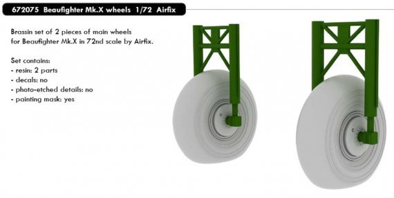 1/72 Bristol Beaufighter Mk.X wheels (for Airfix)