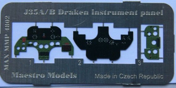 1/48 J35A/B early instrument panel w/o radar scr.