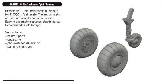 Brassin 1/48 Fi-156C wheels for Tamiya