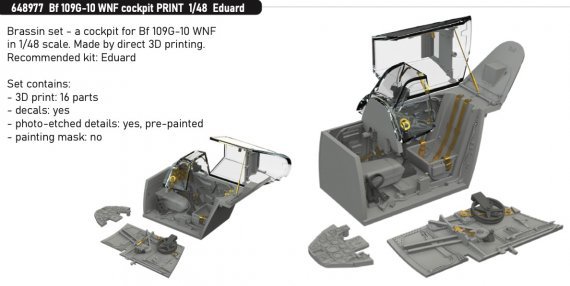 Brassin 1/48 Bf 109G-10 WNF cockpit for Eduard