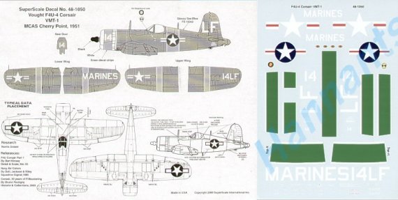 Microscale F4U-4 Corsair VMT-1 Decals 1/48