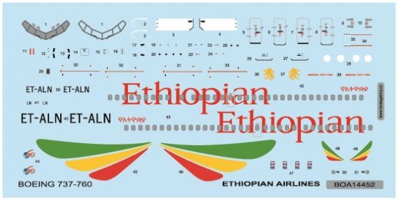 1/144 Decals Boeing 737-760 Ethiopian Airlines