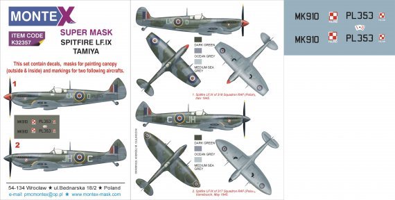 1/32 Supermarine Spitfire Mk.IXc canopy & insignia masks