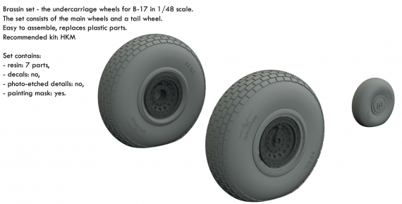 1/48 Boeing B-17F/B-17G Flying Fortress wheels block tread