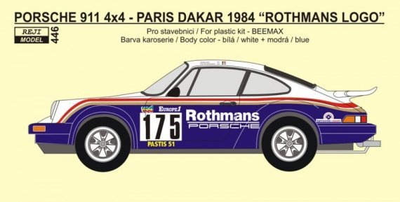 REJI MODEL 1/24 Decal Porsche 911 4x4 Dakar 1984